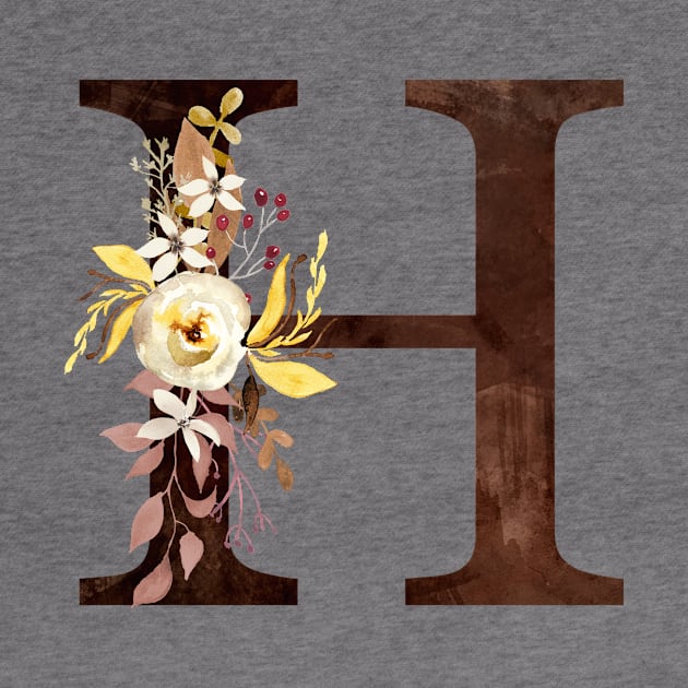 Floral Monogram H Lovely Autumn Foliage by floralmonogram